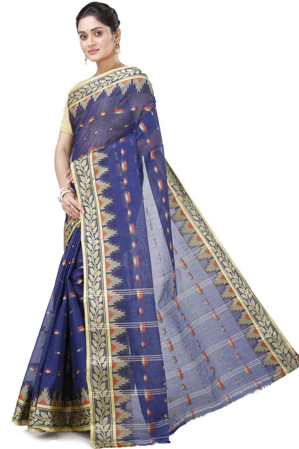Naby Blue Pure Cotton Gunjan Tant Saree (934)